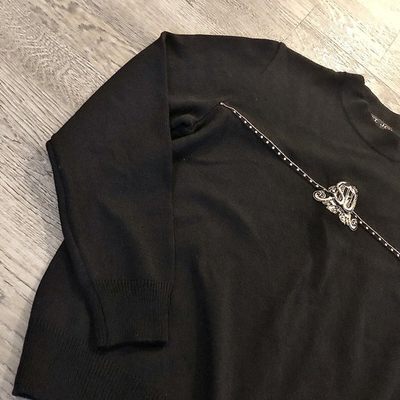 Vintage new St. John Sport mock neck knit boxy embroidered cropped sweatshirt - Picture 7 of 16